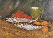 Still Life with mackerel, lemon and tomato Vincent Van Gogh